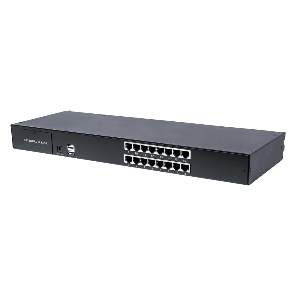 Intellinet Modularer 16-Port KVM-Switch mit Cat5-/VGA-Schnittstelle Zur Verwendung mit Rackmount LCD-Konsol...