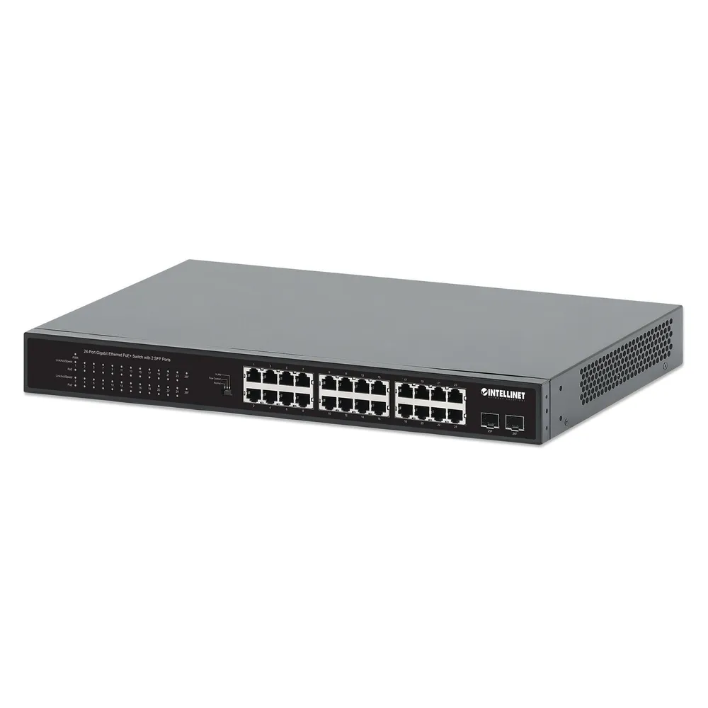 Intellinet 24-Port Gigabit Ethernet PoE+ Switch mit 2 SFP-Ports