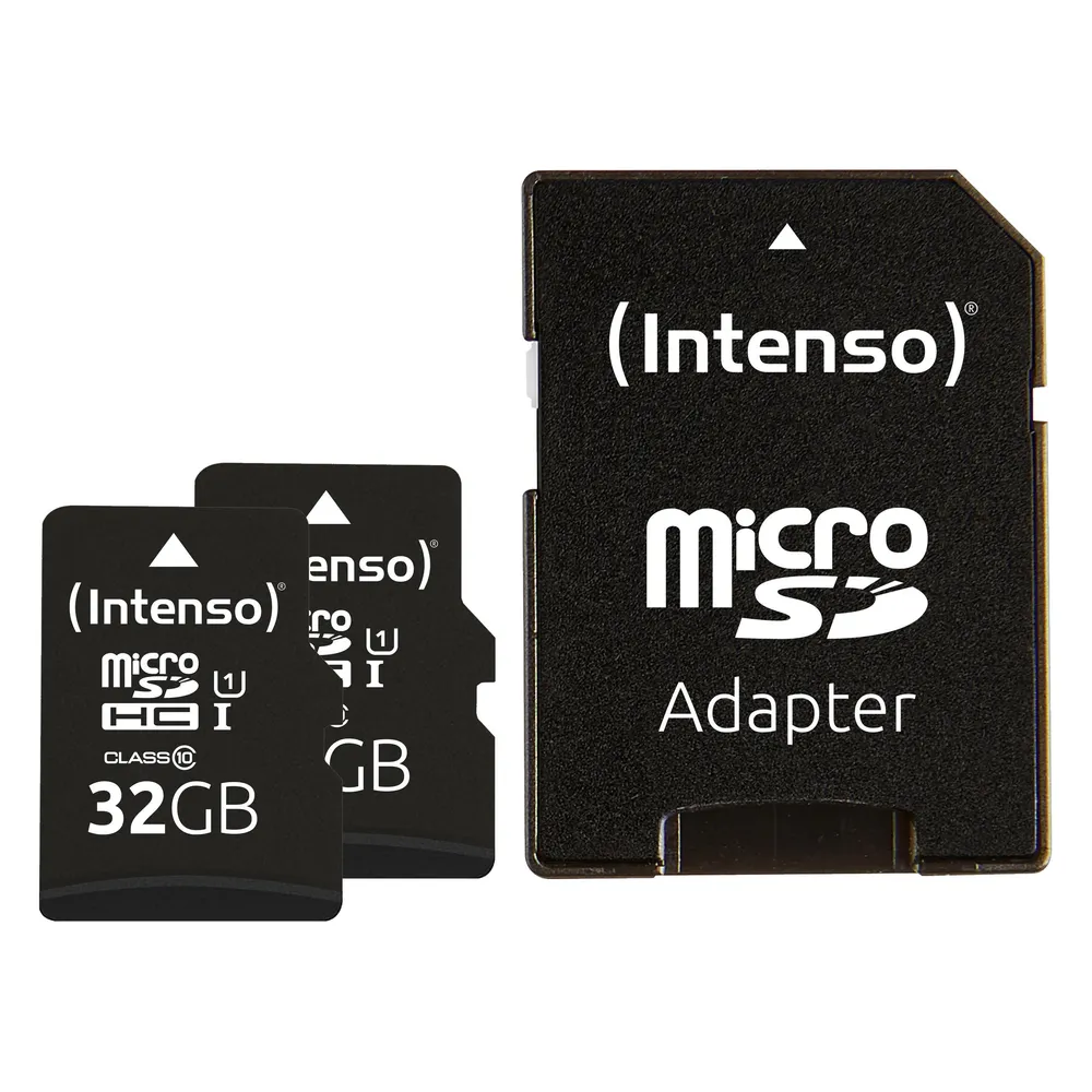 Intenso Doppelpack microSDHC 32GB UHS-I Premium inkl. SD-Adapter - High Capacity SD (MicroSDHC) Klasse 10
