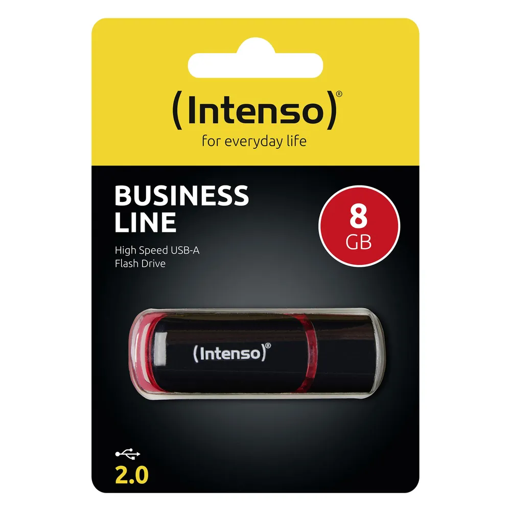 USB-Stick Intenso 8GB USB 2.0 schwarz und rot mit Kappe