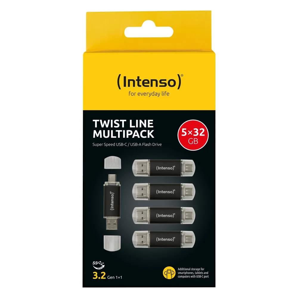 USB-Stick Intenso Twist Line 32 GB USB-A und USB-C 70 MB/s Anthrazit