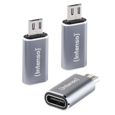 Adapter USB-C Intenso C480M microUSB Aluminium Anthrazit 3er Pack