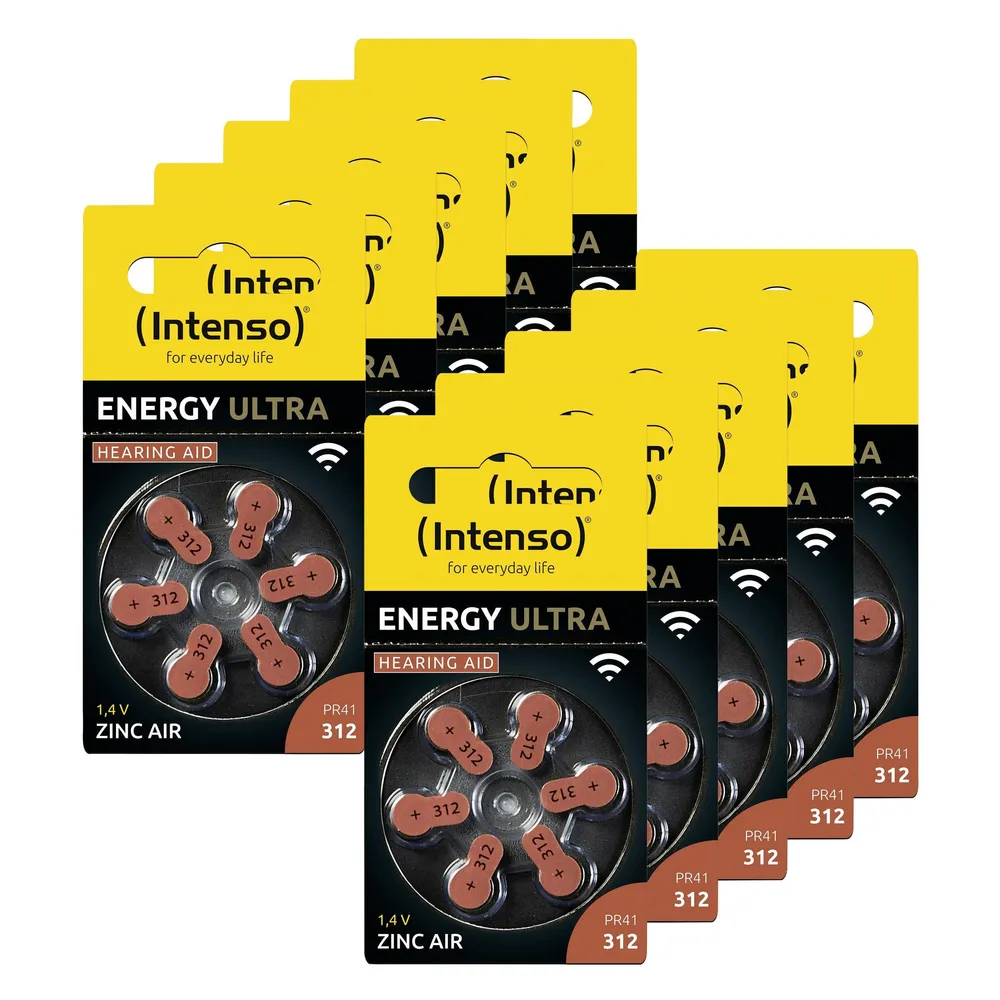 INTENSO Hörgeräte-Batterien-Set Energy Ultra A 312, 60er-Set, braun