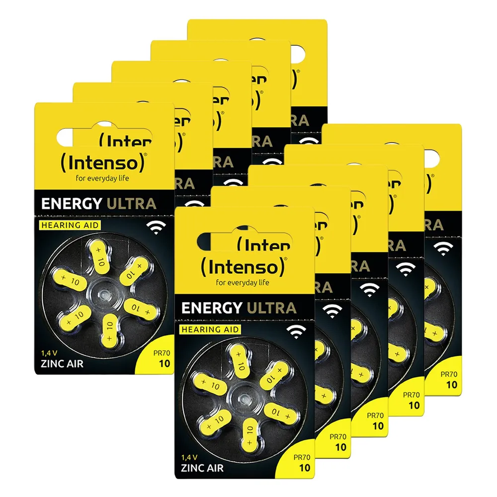 INTENSO Hörgeräte-Batterien-Set Engery Ultra A 10, 60er-Set, gelb