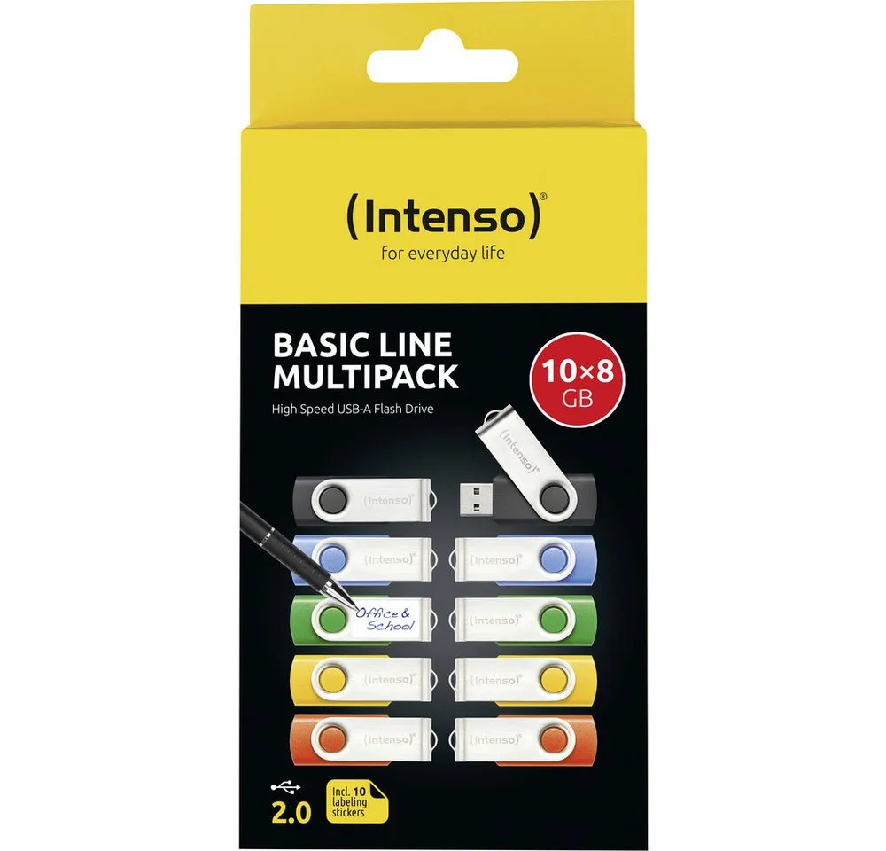 Intenso Intenso USB-Stick 10er Pack Basic Line 10 x 8 GB USB-Stick 8 GB Gelb, USB-Stick
