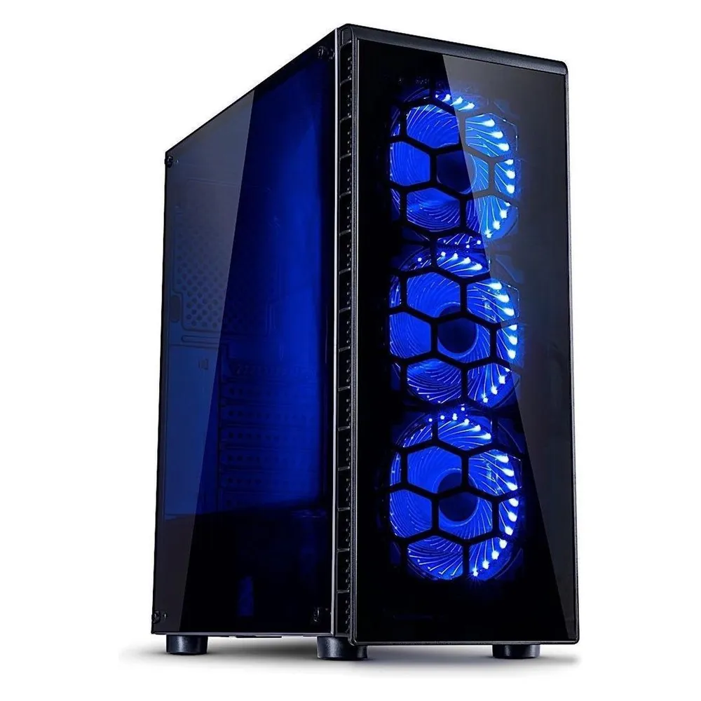 PC-Gehäuse Inter-Tech CXC2 Tower Schwarz Blaues Gehäuseglas
