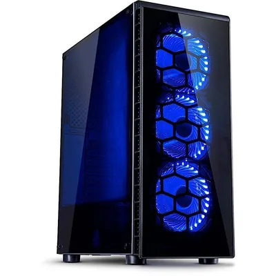 PC-Gehäuse Inter-Tech CXC2 Tower Schwarz Blaues Gehäuseglas