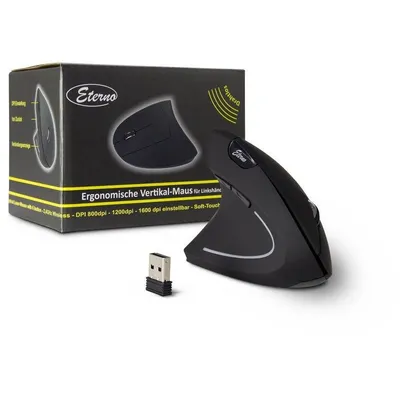 Maus Inter-Tech KM-206L RF kabellos 1600 DPI Schwarz Weiß Vertikales Design
