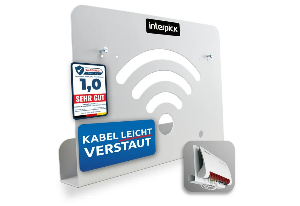 interpick Wandhalterung für AVM FritzBox Router mit Kabelmanagement 7690 DSL-Router, Fritzbox