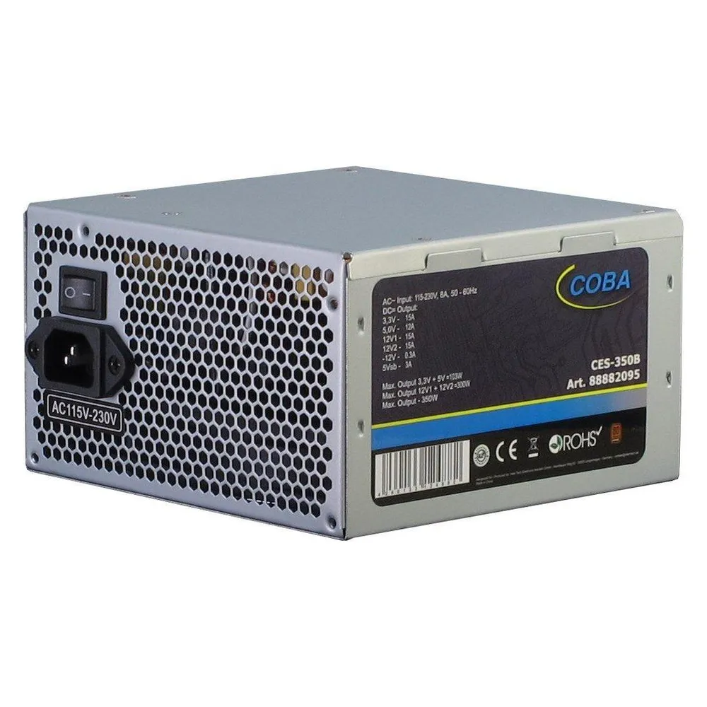 Intertech Coba CES-350W 82+ ATX Netzteil 350W Luefter 120mm 1x PCI E 6+2 polig 3xS ATA 1x EPS 8 polig 1x FD...