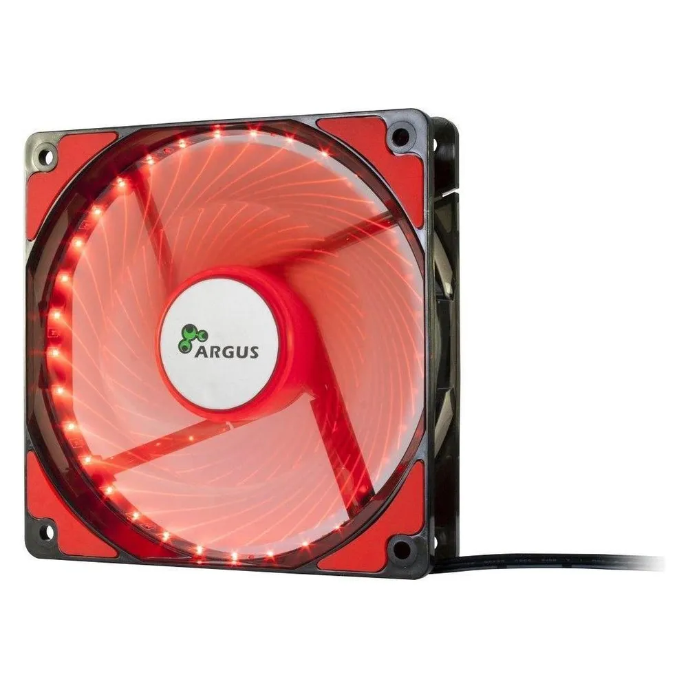Intertech L12025 - 120mm Luefter - rot 1200U/min 33 LED Spiraleffekt gummierte Auflagen fluid Gleitlager 3P...