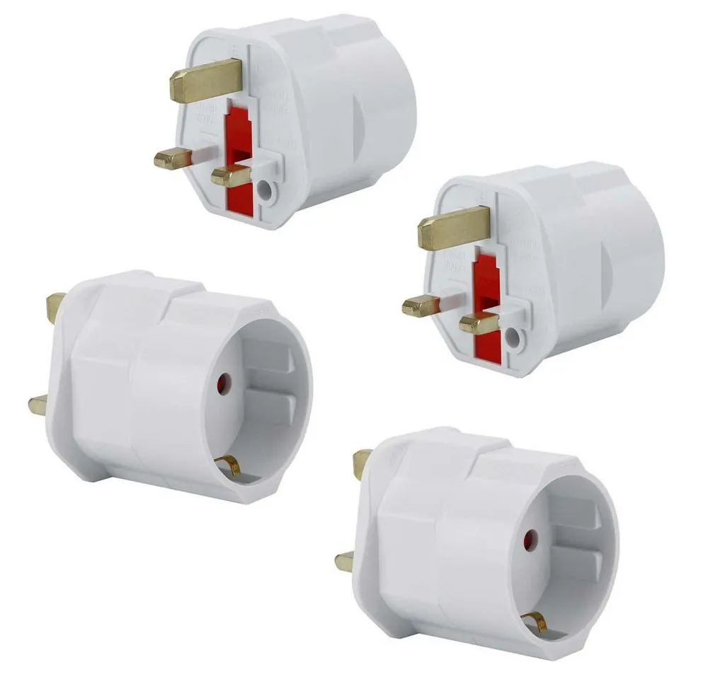 Intirilife Stromadapter, 4x Steckdosen Adapter UK Typ G auf EU Schuko Reiseadapter Konverter