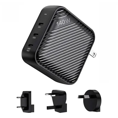 Ladegerät INVZI GanHub 3x USB-C 140W EU/UK/AU/US Schwarz