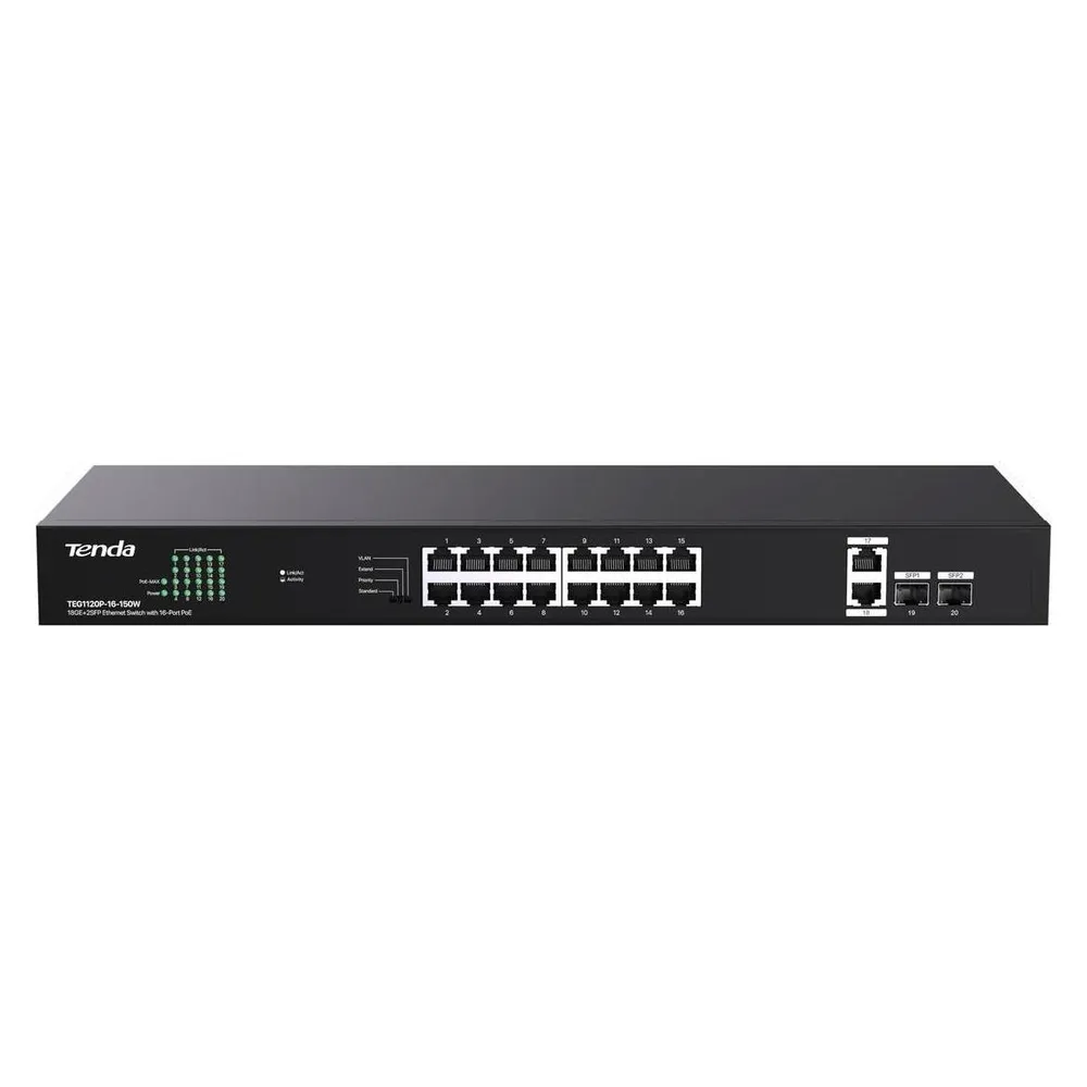 Netzwerk-Switch IP-Com Networks G1120P-16-150W 18 Ports Gigabit PoE Rack 1U