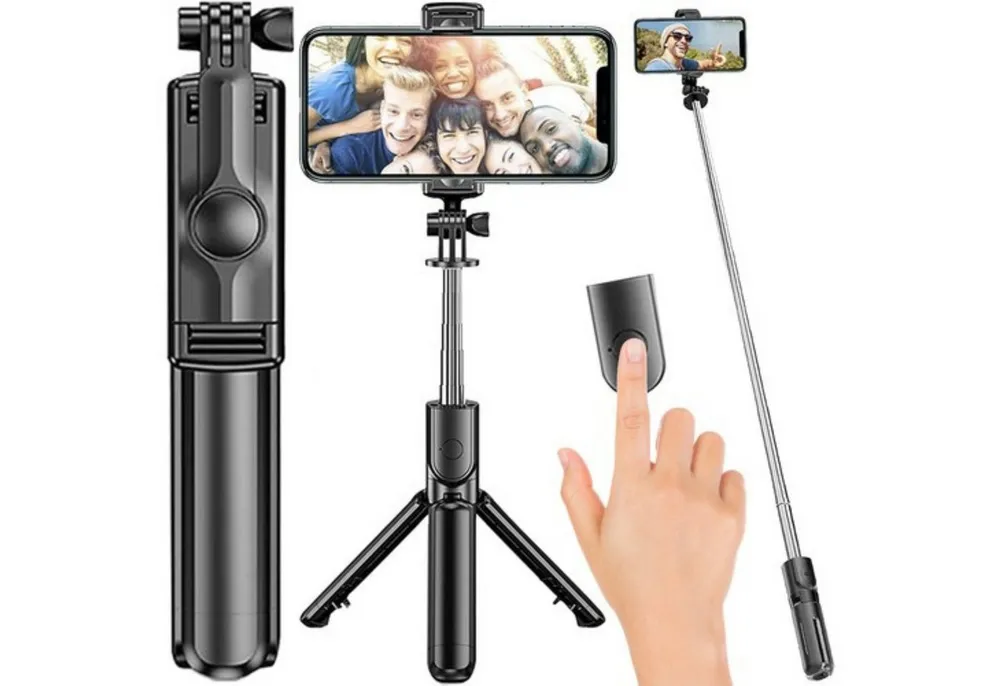 IZOXIS Selfie-Stick Selfie-Stick & Stativ 2-in-1 mit Bluetooth-Fernbedienung Smartphones, 2-in-1 Selfie-Stick & Stativ mit Bluetooth-Fernbedienung