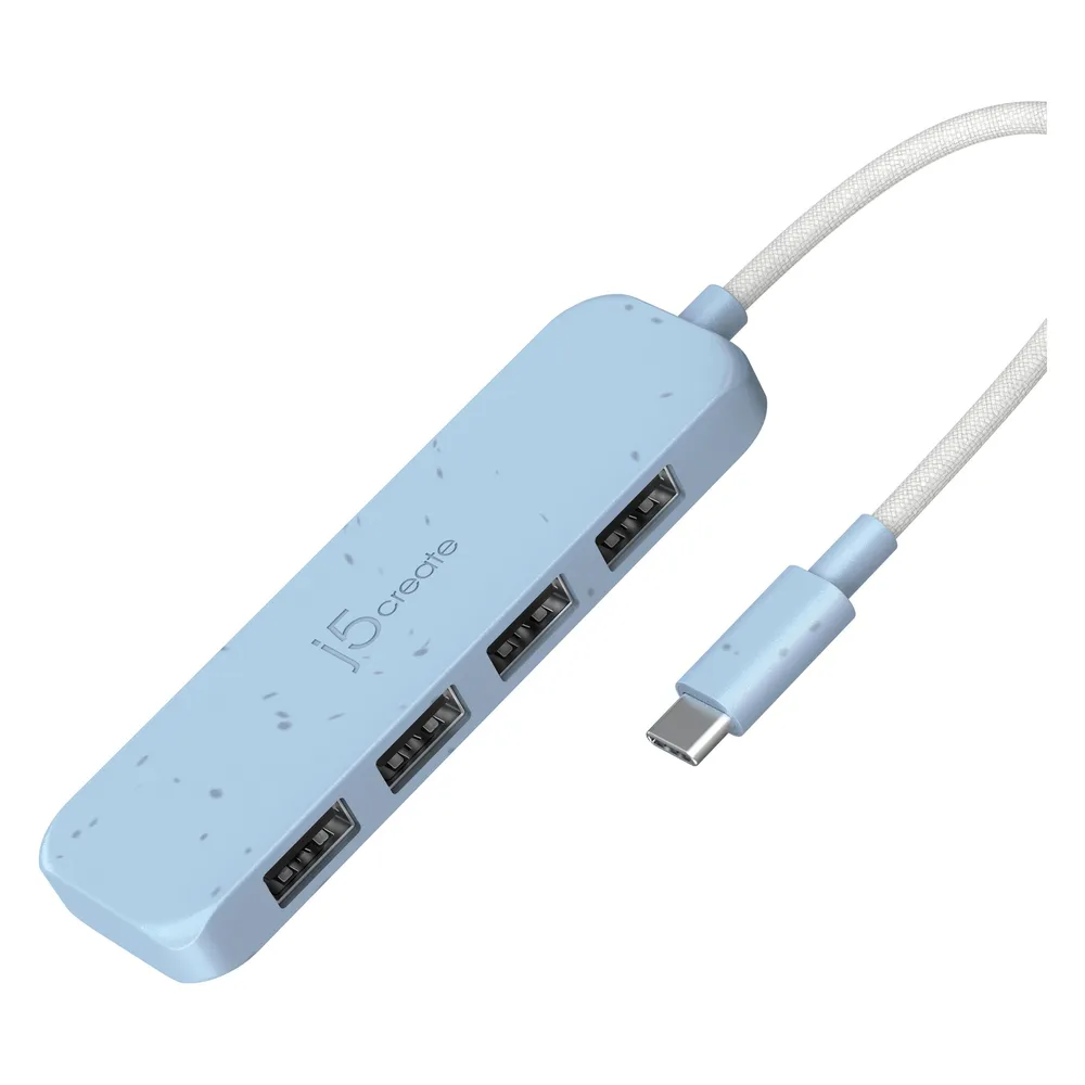 j5Create Umweltfreundlicher USB-C-zu-Hub Typ A Gen 2 mit 4 Anschlüssen, USB 3.2 Gen 1 (3.1 Gen 1) Ty (USB-C, 4 Ports)
