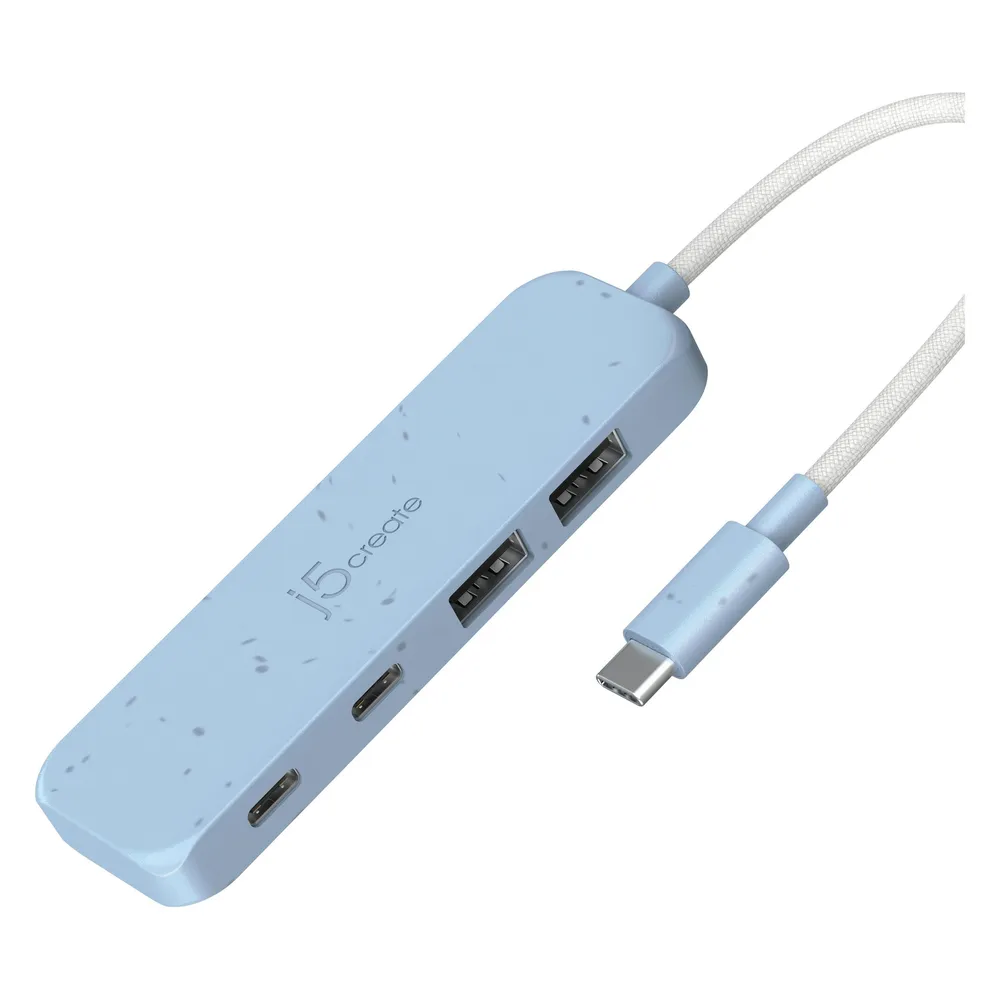 j5Create Umweltfreundlicher USB-C-zu-Hub Typ C & Typ A Gen 2 mit 4 Anschlüssen, USB 3.2 Gen 1 (3.1 G