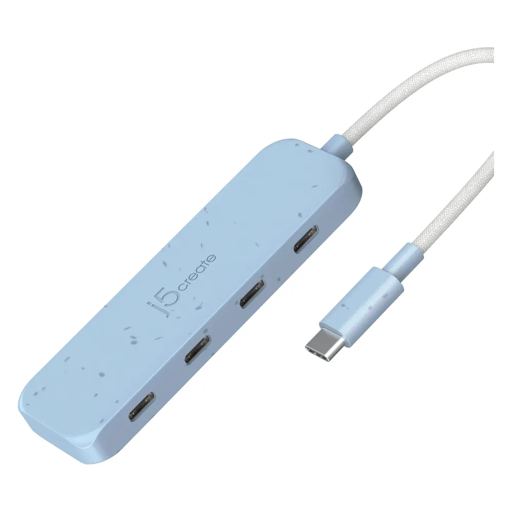 j5Create Umweltfreundlicher USB-C-zu-Hub Typ C Gen 2 mit 4 Anschlüssen, USB 3.2 Gen 1 (3.1 Gen 1) Ty