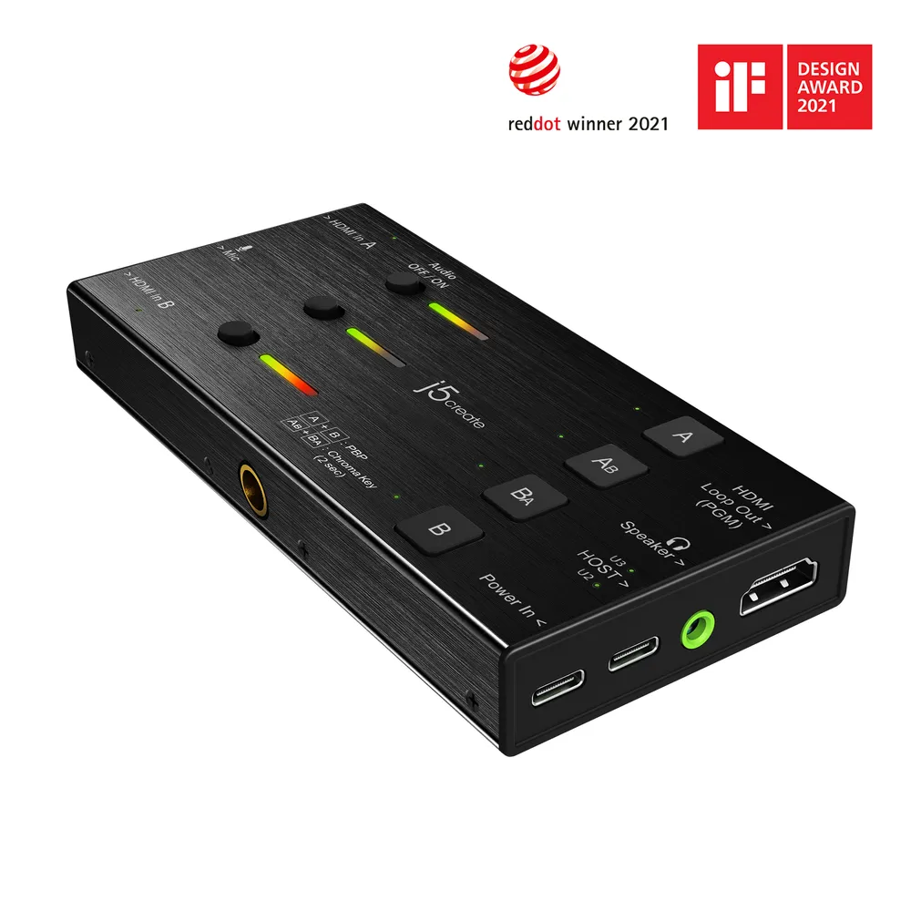 Videoaufnahmegerät J5CREATE JVA06-N Dual HDMI USB-C/USB-A Aluminium Schwarz