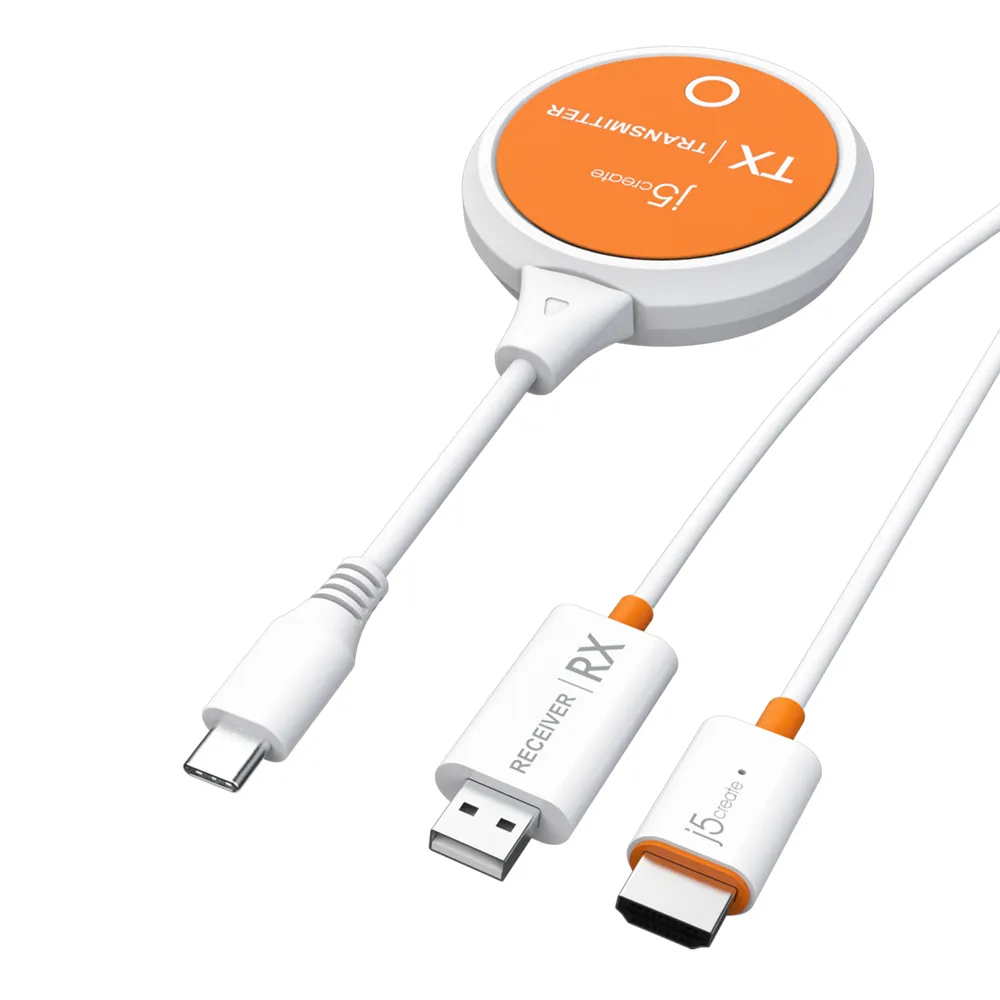 Bildschirmadapter J5CREATE JVAW62-N USB-C HDMI Wireless 90 W Orange Weiß