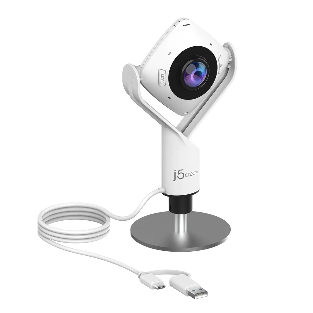 Webcam J5CREATE JVCU360-N 360 Grad Full HD USB 2.0 Schwarz Weiss ABS