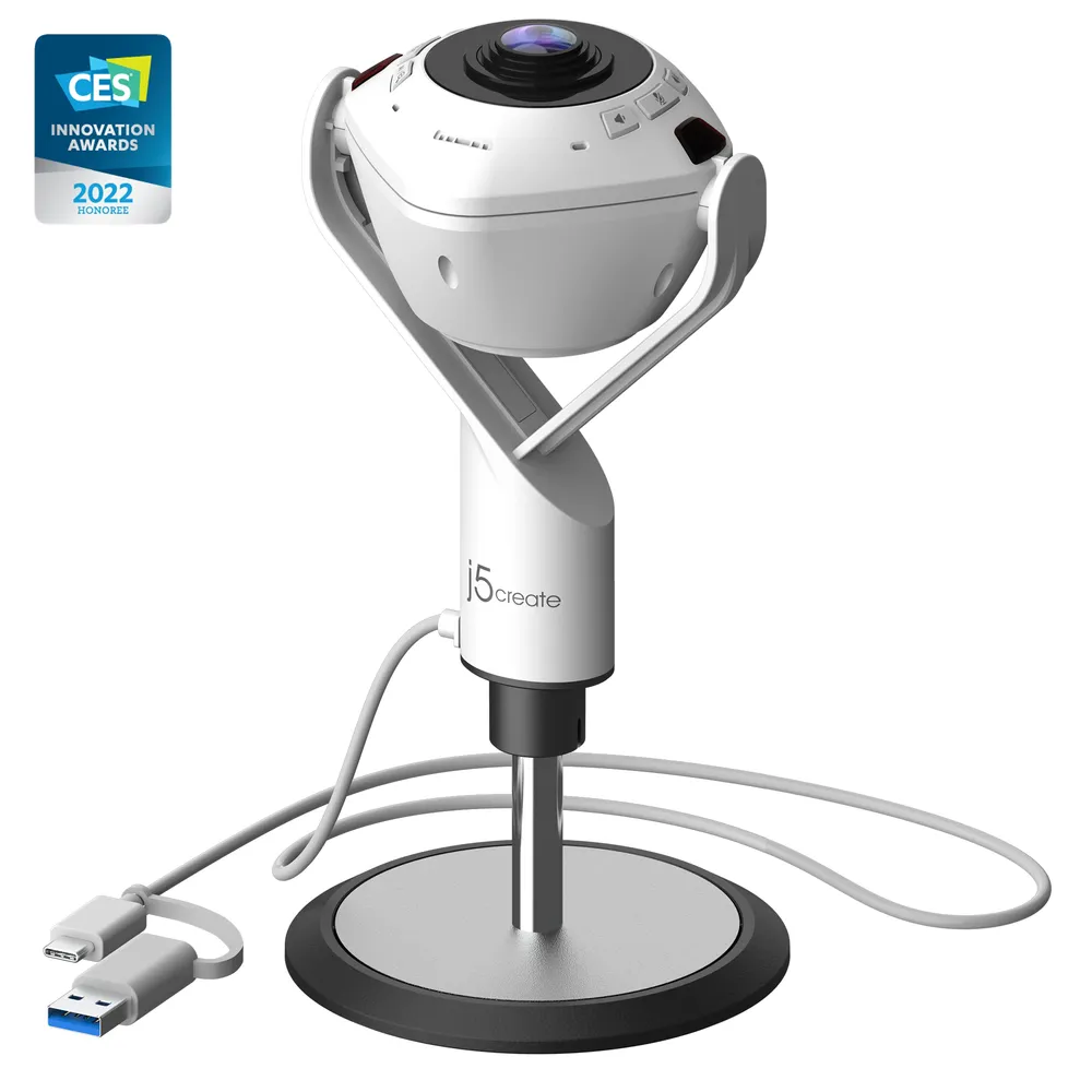 Webcam J5CREATE JVU368-N 360° KI-Lautsprecher 5 MP Full HD USB Weiß