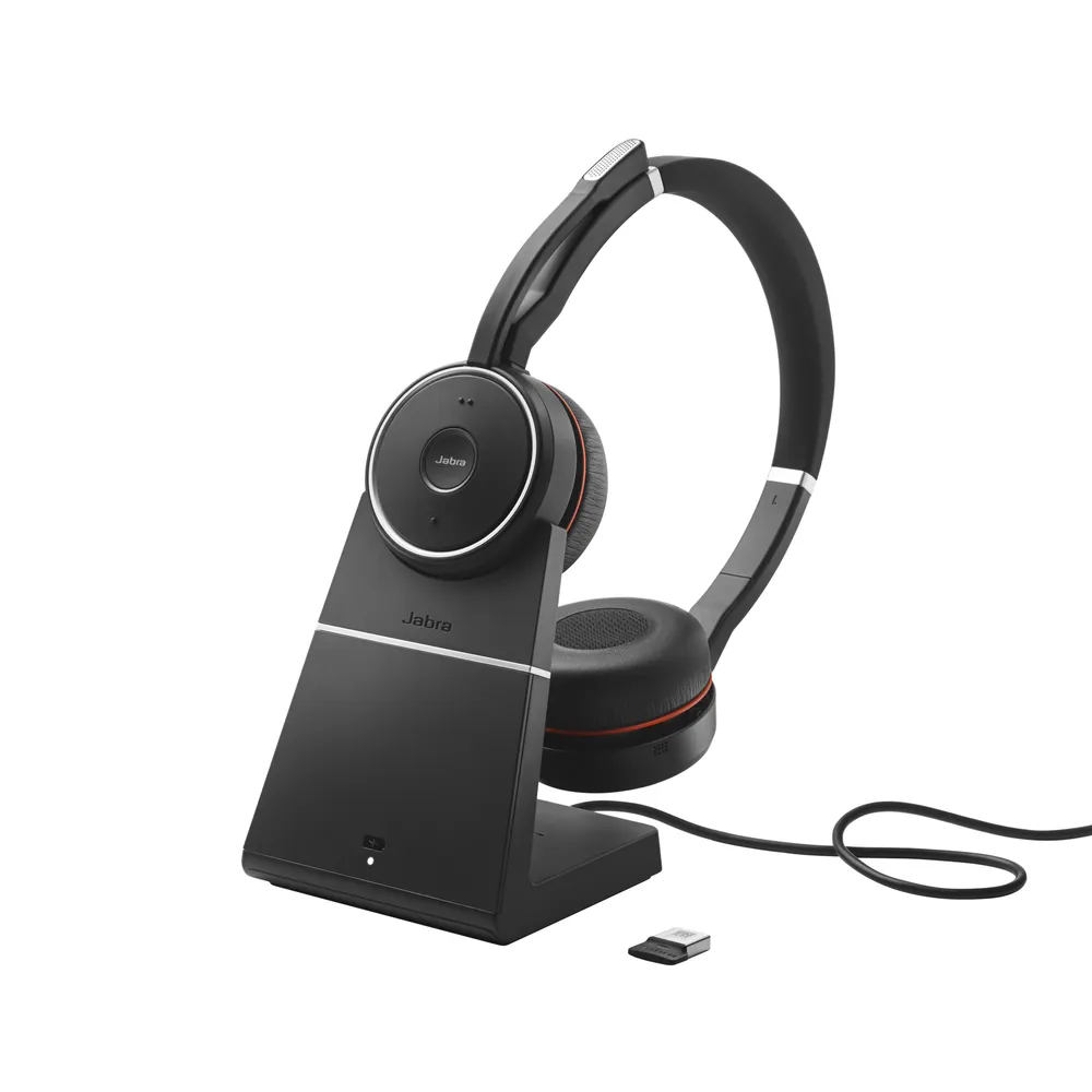 Jabra Evolve 75 MS Bluetooth-Kopfhörer mit Basisstation, Schwarz