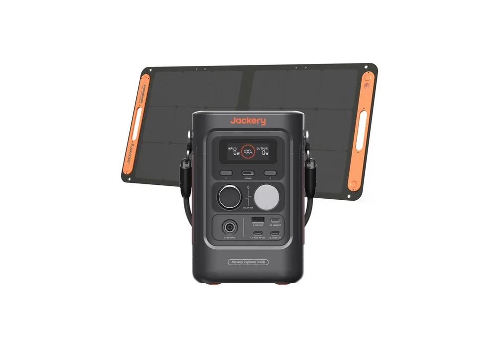 Jackery Explorer 300D tragbare Powerstation 288Wh LFP-Batterie, 300W DC Power, 2x USB-C bis 140W, Powerbank für Camping, Reisen & Wohnmobile 15000 mAh (12 V), Solargenerator mit 100W Solarpanel