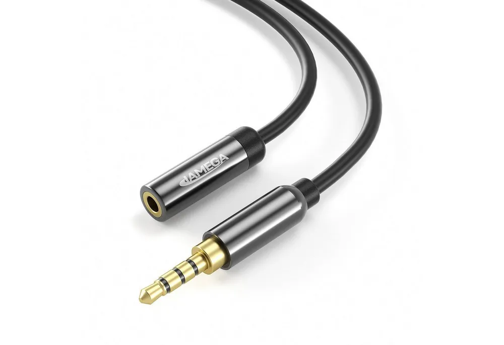 JAMEGA AUX Verlängerungskabel 4 Polig TRRS 3,5mm Klinke Stecker zu 3,5mm Audio-Kabel, 3,5mm Klinkenstecker 4 Polig, 3,5mm Klinken Buchse (500 cm)