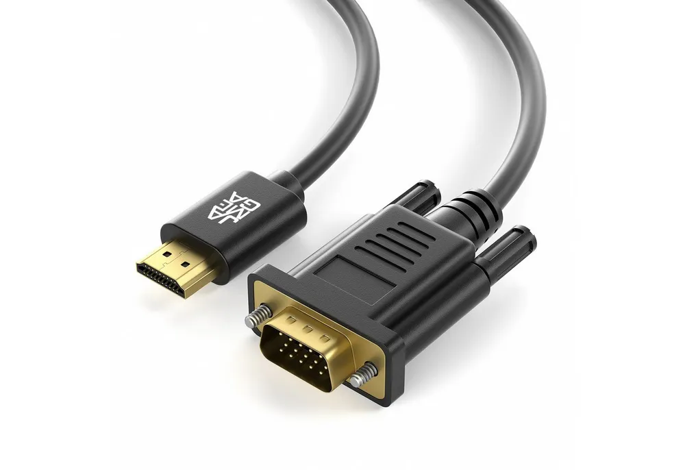 JAMEGA HDMI auf VGA Kabel - Konverter Audio & Videokabel für PC, Laptop HDTV HDMI-Kabel, HDMI Stecker, VGA Stecker, (150 cm)