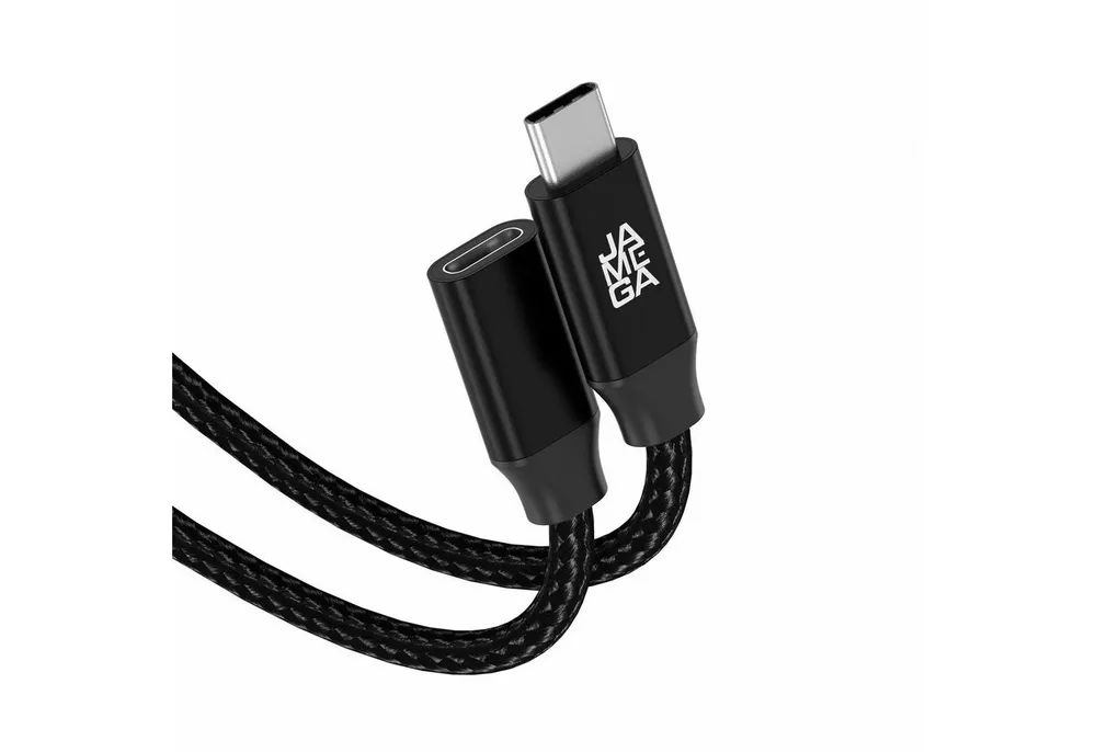 JAMEGA USB C Verlängerungskabel 10Gbps 60Hz - Schwarz & Weiß - 0,5m - 1,5m USB-Kabel, USB C Stecker, USB C Buchse (50 cm)