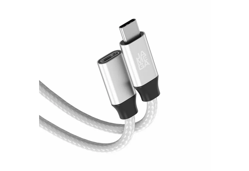 JAMEGA USB C Verlängerungskabel 10Gbps 60Hz - Schwarz & Weiß - 0,5m - 1,5m USB-Kabel, USB C Stecker, USB C Buchse (150 cm)