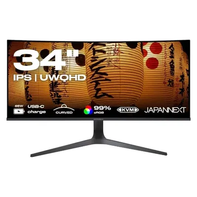 JAPANNEXT JN-IPSC34UWQHDR-C65W-H 34" LED IPS UltraWide QHD FreeSync gebogen USB-C