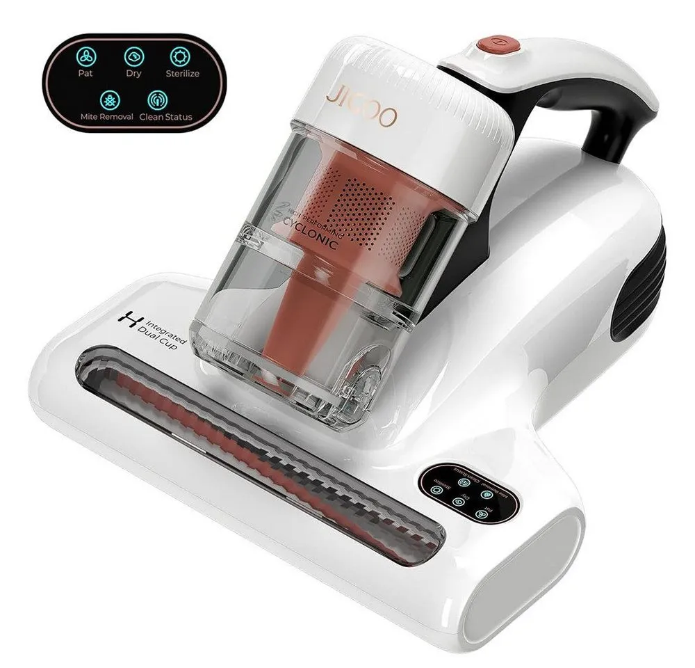 Jigoo Matratzenreinigungsgerät J200 Milbensauger für matratzen mit LED-Anzeige, 500W, mit UV-Licht und Staubmilben-Sensor, Ultraschall, Für Allergiker
