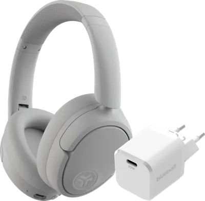 JBuds Lux ANC Weiß + BlueBuilt Power-Delivery-Ladegerät mit USB-C-Port 20 W Weiß