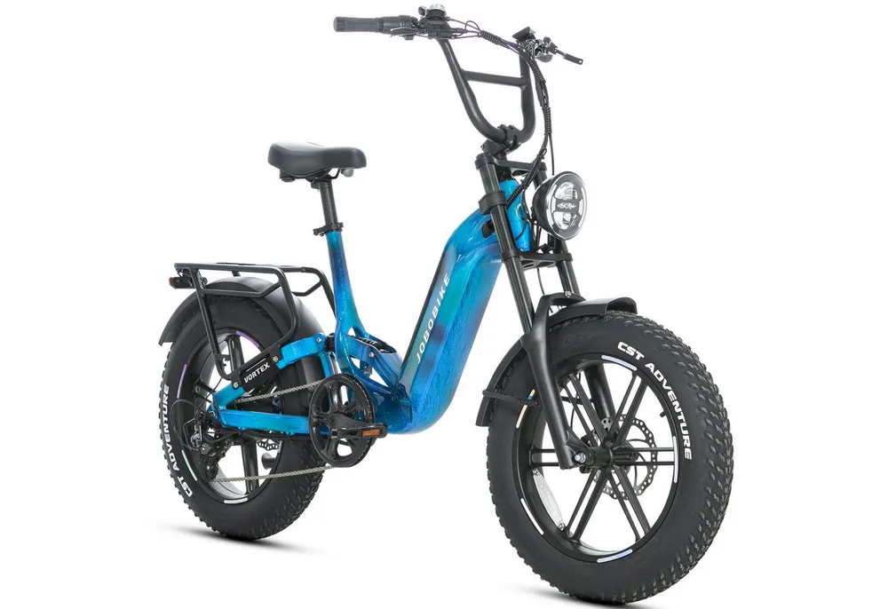 JOBOBIKE E-Bike Mountainbike 20x4 Zoll, 48V 720Wh, 150km, Fully, Vollfederung, Fatbike, MTB, 7 Gang Shimano, Kettenschaltung, Heckmotor, 720 Wh, (Lockout-Federgabel, Softtail, mit Bremslicht, 130 Lux Frontlicht), Drehmomentsensor, Farbdisplay, Elektrofahrrad für Damen und Herren