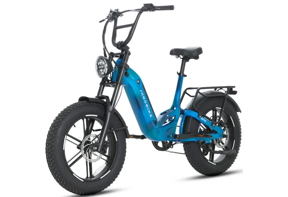 JOBOBIKE E-Bike Mountainbike 26x4,0 Zoll, 80 Nm, Robin Pro, 180km, für Stadt, Berg und Gelände, 8 Gang Shimano, Kettenschaltung, Heckmotor, 960 Wh, (Fatbike, hydr. Scheibenbremse, Elektrofahrrad für Damen und Herren), Federgabel, Gefederte Sattelstütze, 5 Stufen, mit Bremslicht, MTB