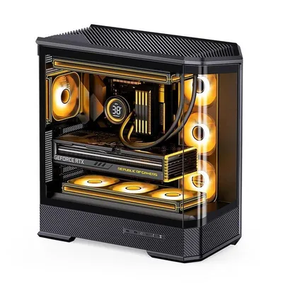PC-Gehäuse Jonsbo D400 Schwarz Aquarium Glas ATX/Micro-ATX/Mini-ITX Gaming