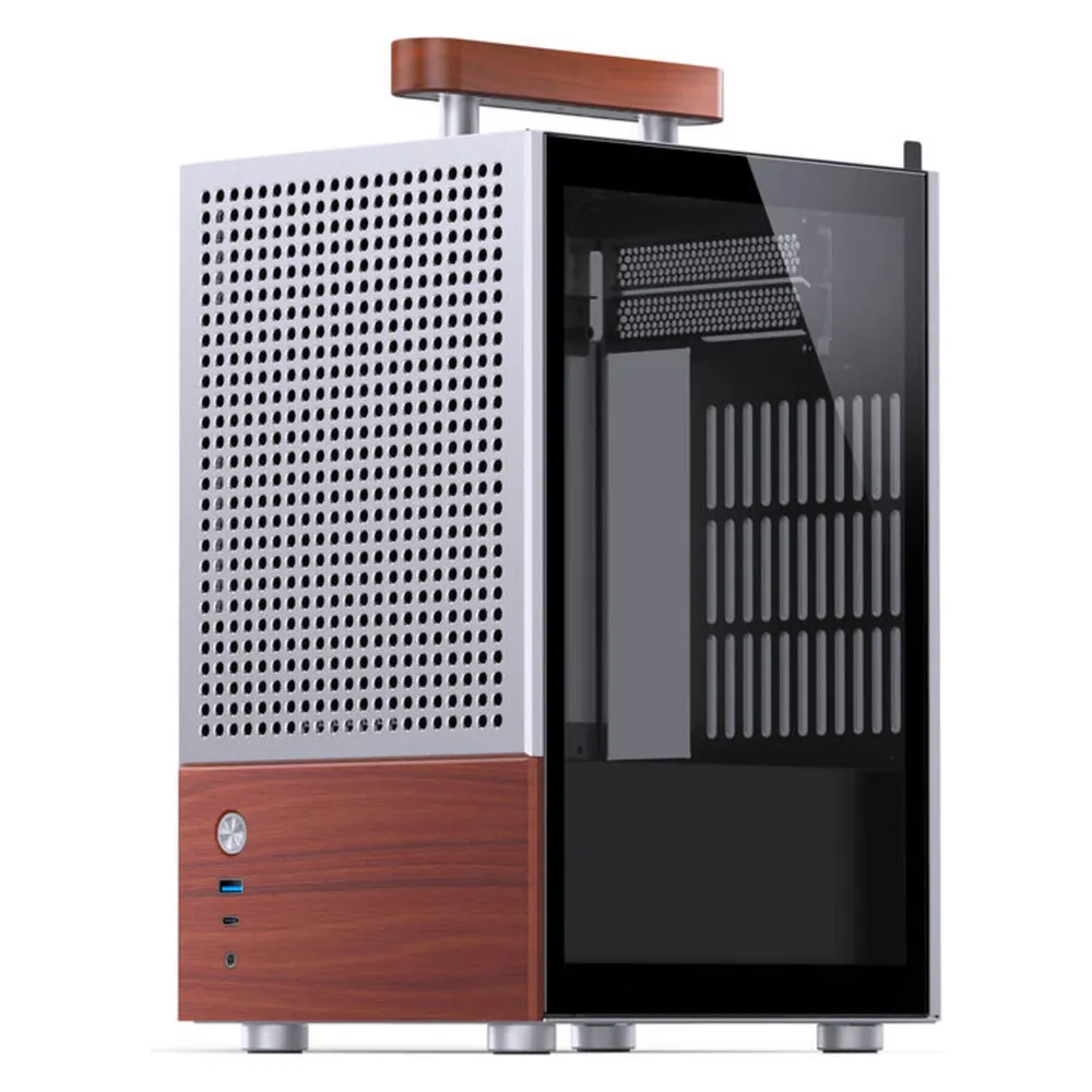 PC-Gehäuse Jonsbo T6 Mini Tower ITX Aluminium Holz Glasfenster