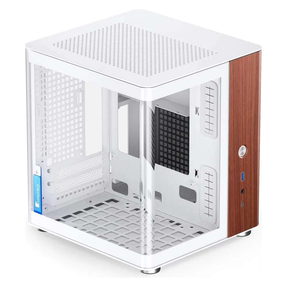 PC-Gehause Jonsbo Tk-0 Schwarz Mini-ITX Walnuss Holz Kabelmanagement