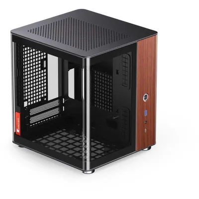 PC-Gehause Jonsbo Tk-0 Schwarz Mini-ITX Walnuss Holz Kabelmanagement