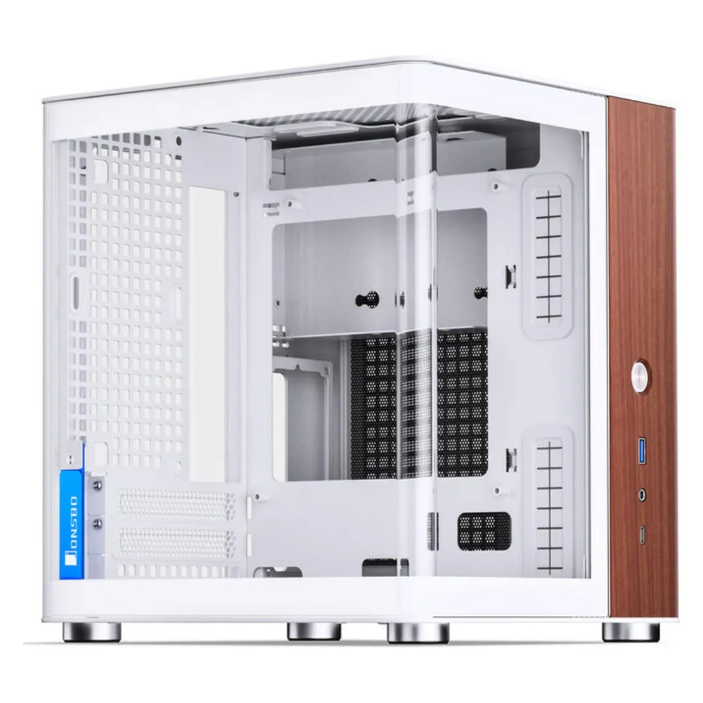 Gehause Jonsbo Tk-0 Weiss Mini-ITX Nussbaumholz Kabelmanagement