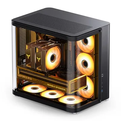 Jonsbo TK-2 2.0 Schwarzer PC-Tower, Stahl/gehärtetes Glas, ATX/ITX/Mini-ATX, 16,5 cm