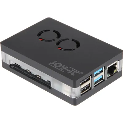 Joy-It schwarzes Acrylgehäuse mit Doppellüfter für Raspberry Pi 4B