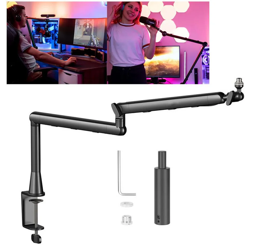 JOYOLEDER Mikrofon-Halterung Mikrofonarm Boom Arm, 360° Drehbarer Mikrofonständer, (Mikrofonarm hält bis zu 2 kg)