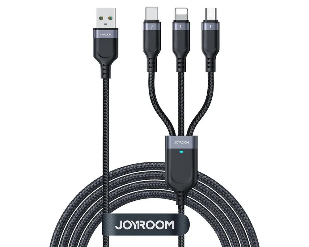 JOYROOM 3in1 Ladekabel USB-A/USB-C/Micro-USB+kompatibel mit iPhone Smartphone-Kabel