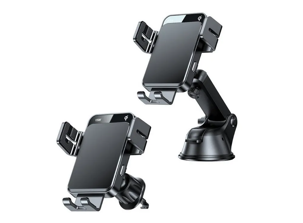 JOYROOM Handy-Halterung Wireless Charger Cockpithalter Armaturenbrett Lüftungsgitter Schwarz