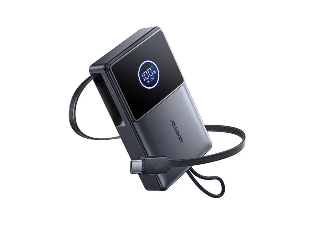 JOYROOM JR-PR1 Powerbank 10000 mAh (5, 9, 12 V), Powerbank 10000 mAh mit integriertem USB-C-Kabel, 22,5 W