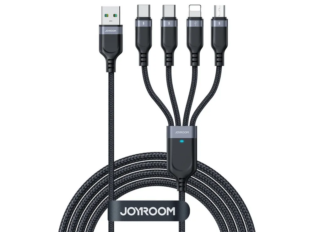 JOYROOM Multi-Use USB-Kabel, USB-A, Lightning, USB-C, Micro-USB, 4-in-1 Ladekabel mit Lightning, 2x USB-C & Micro-USB