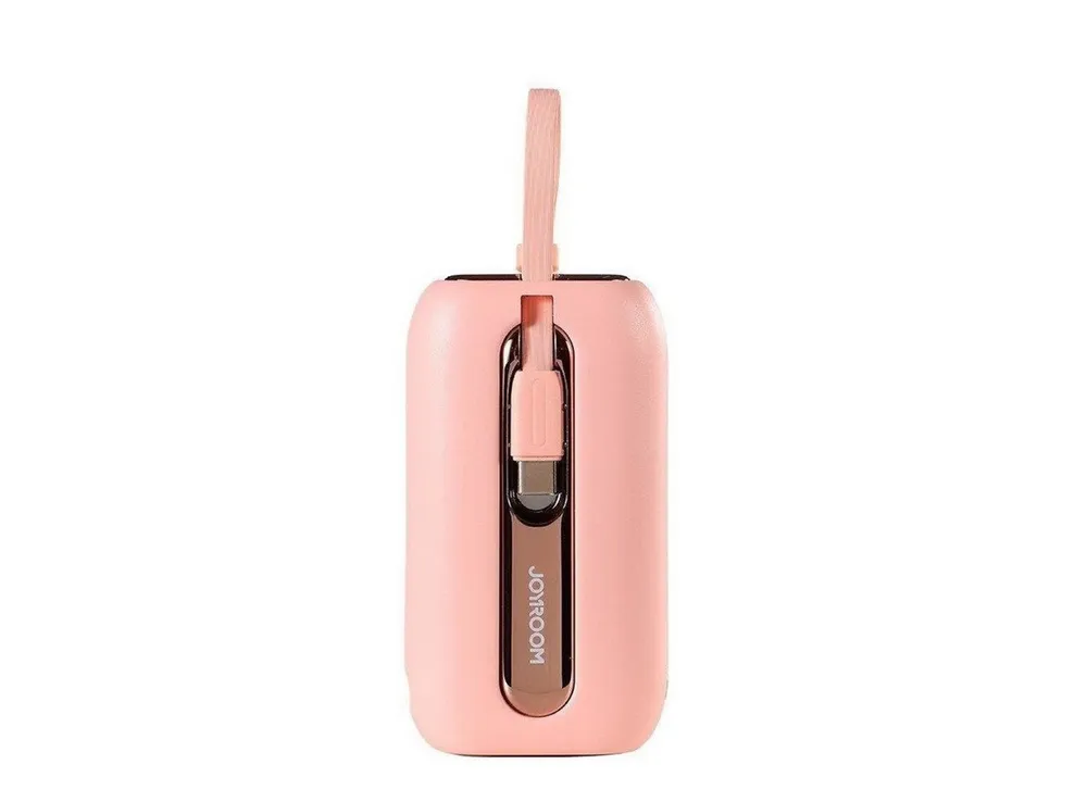 JOYROOM Powerbank 10000mAh mit 2 integrierten USB C und iPhone Kabeln pink Powerbank (1 St)